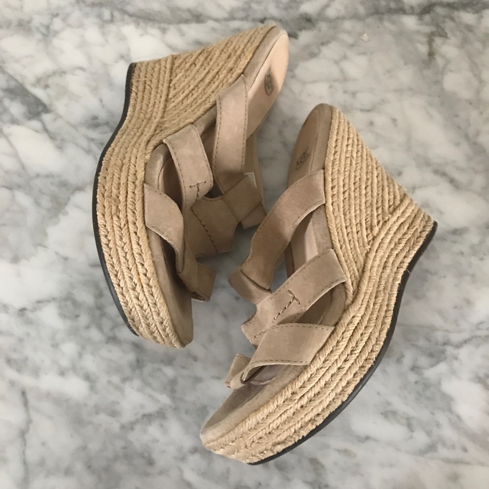 Ugg Suede Espadrille Wedges - Size 7